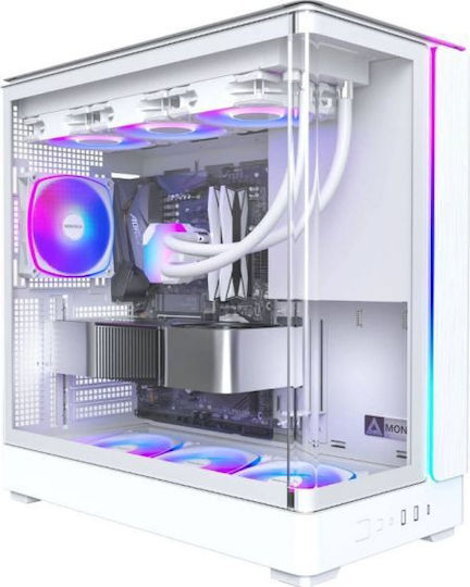 Montech King 45 Pro Gaming Midi Tower Computer Case with Side Window White
