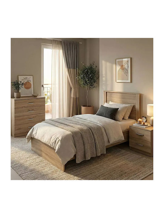 Bedroom Furniture Set Athos Sonoma with Mattress 90x190cm 3pcs