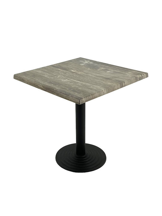 Masa Pătrată Bar Din Lemn Cu Ramă Metalică Old Pine Neagră 70x70x74cm