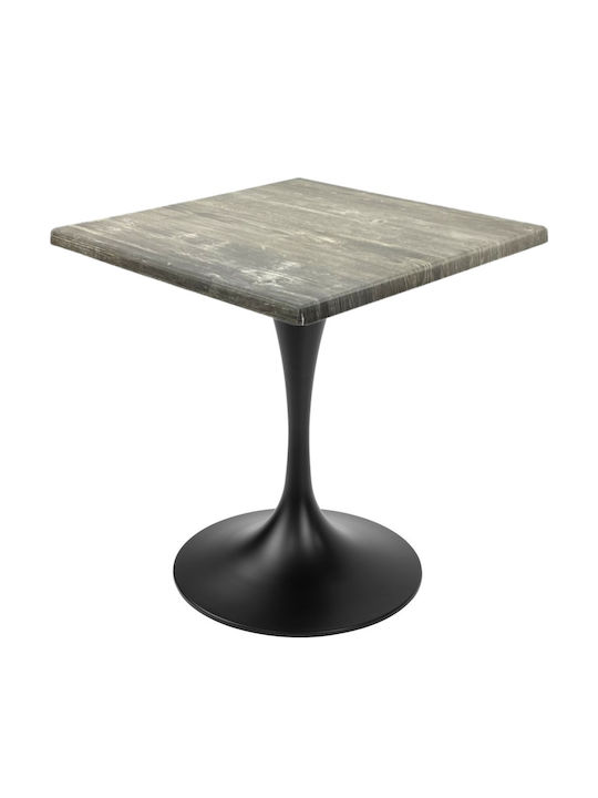 Masă Pătrată Bar Din Lemn Cu Ramă Metalică Pin Negru 70x70x74cm