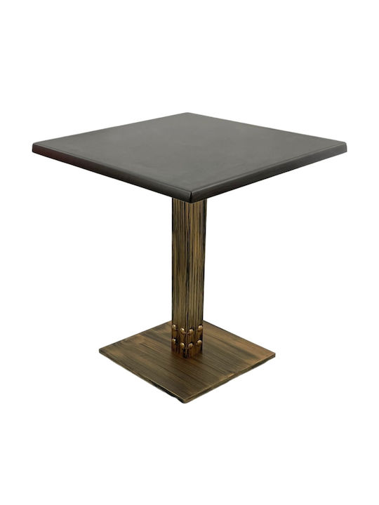 Masă Pătrată Pentru Sala De Mese Din Lemn Cu Ramă Metalică Wenge Vintage Bronz 80x80x74cm