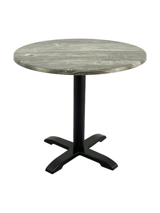 Masă Rotundă Bar Din Lemn Cu Ramă Metalică Old Pine 80x80x74 cm