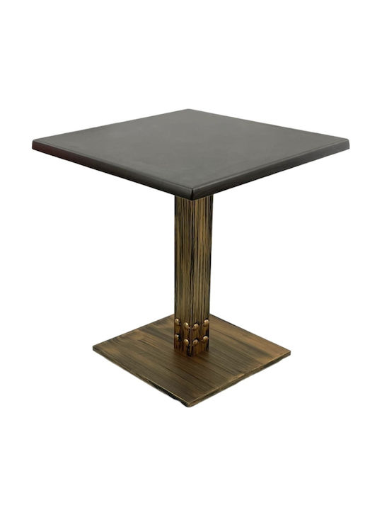 Masa Pătrată Bar Din Lemn Cu Ramă Metalică Wenge Vintage Bronz 70x70x74cm