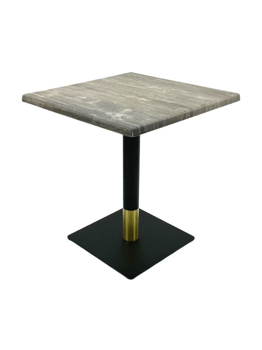 Masă Pătrată Pentru Sala De Mese Din Lemn Cu Ramă Metalică Negru/Auriu 70x70x74cm