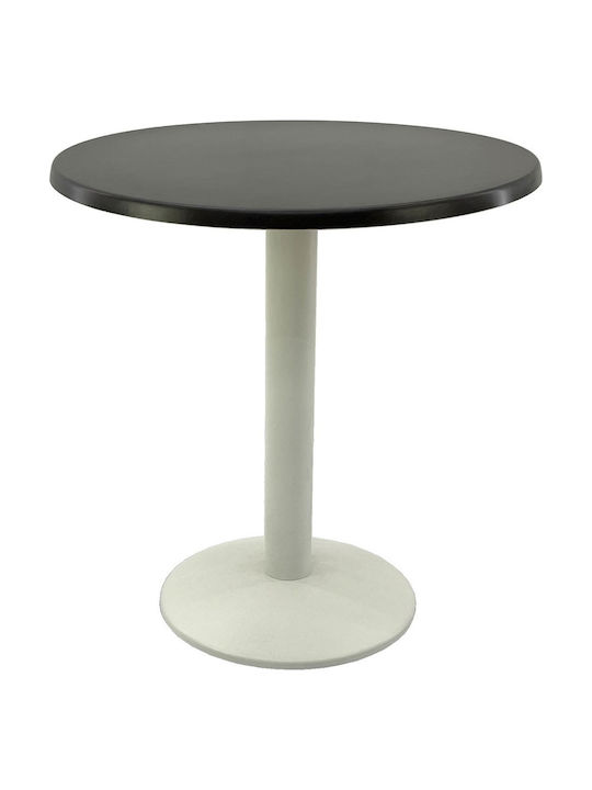 Masa Rotundă Bar Din Lemn Cu Ramă Metalică Wenge Alb 70x70x74cm