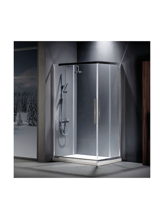 Devon Flow Corner Entry Καμπίνα Ντουζιέρας με Συρόμενη Πόρτα 77x195cm Clear Glass