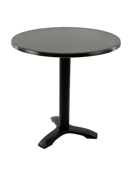 Masă Rotundă Bar Din Lemn Cu Ramă Metalică Wenge Negru 70x70x74cm