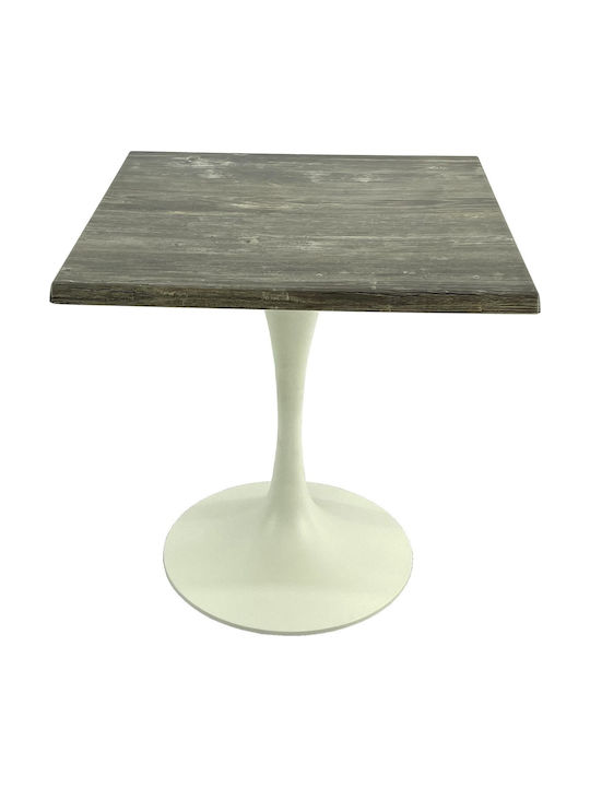 Masă Pătrată Bar Din Lemn Cu Ramă Metalică Old Pine Alb 70x70x74cm
