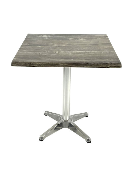 Masa Pătrată Pentru Sala De Mese Din Lemn Cu Ramă Din Aluminiu Old Pine 80x80x74cm