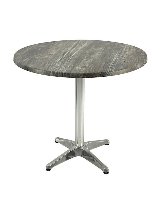 Masa Rotundă Bar Din Lemn Cu Ramă Din Aluminiu Old Pine 80x80x74 cm