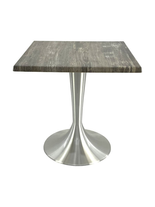 Masă Pătrată Bar Din Lemn Cu Ramă Din Aluminiu Pin Vechi 70x70x74cm