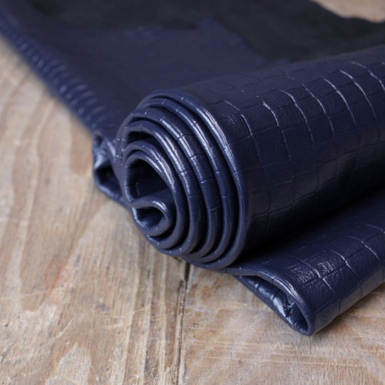 Κροκό Δέρμα Crs002 Μοσχάρι Σταμπωτό Navy 2.40–2.60m²