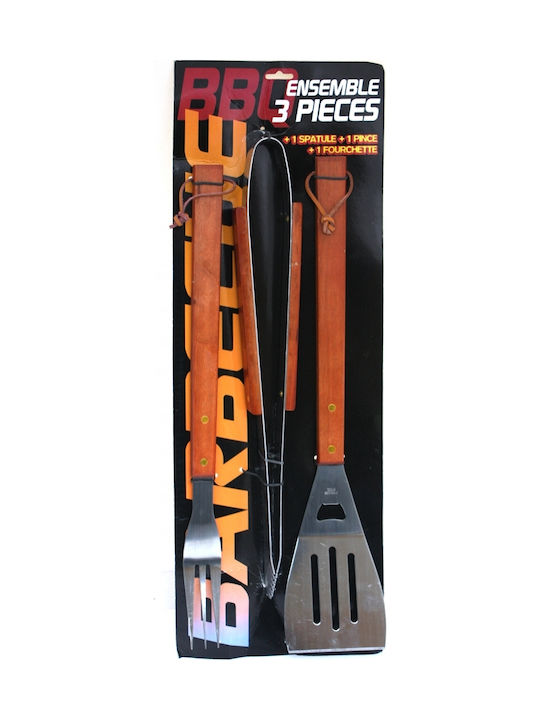 Raki 3-piece Grill Utensil Set Wooden Handle Mn019840
