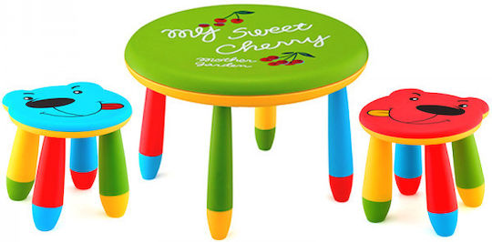 Kids Table and Chairs Set made of Plastic Green Raki
