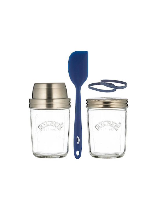KIlner Set of 14 Pieces General Use Jars with Lid Made of Stainless Steel Transparent 14 Pieces