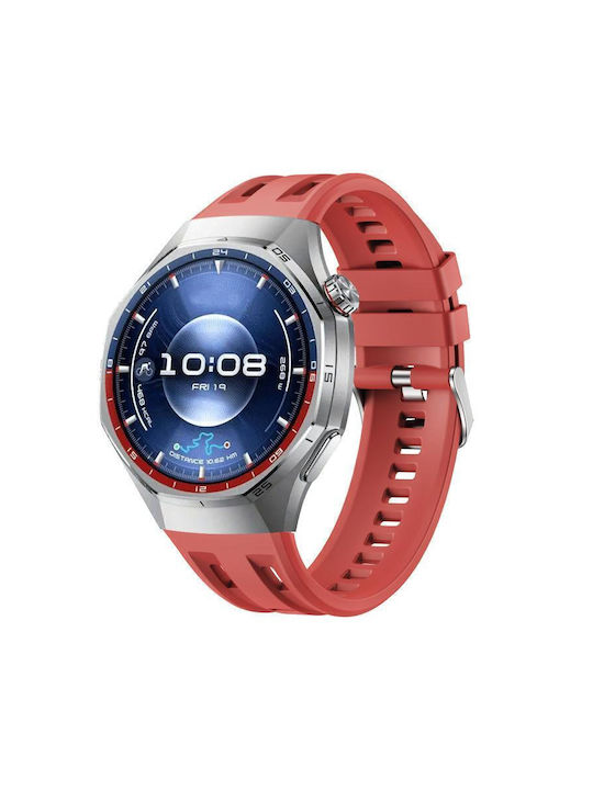 Μονόχρωμο Λουράκι Ρολογιού Σιλικόνης Huawei Watch Gt 6 Pro Κόκκινο