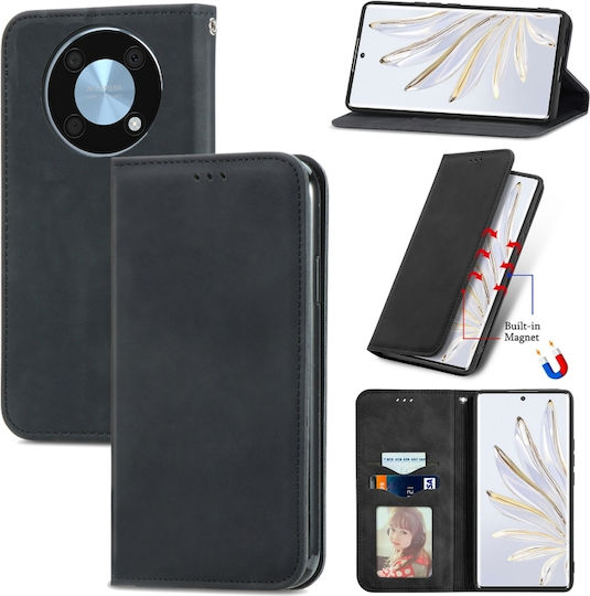 Μαγνητική Back Cover Δερμάτινο Μαύρο (Huawei Nova Y90)