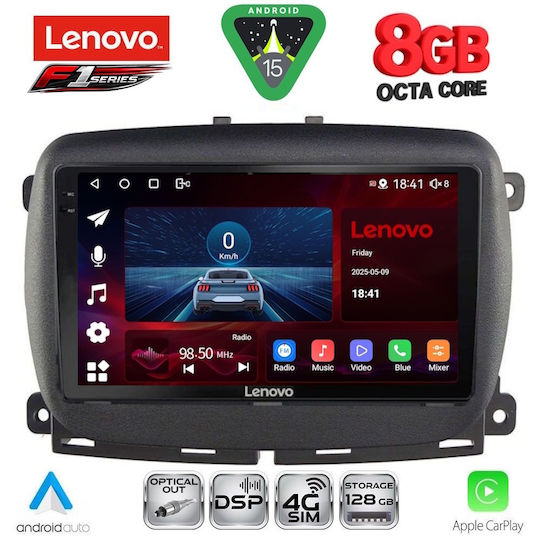 Lenovo Ηχοσύστημα Αυτοκινήτου για Fiat 500 2016 (Bluetooth/USB/WiFi/GPS/Apple-Carplay/Android-Auto) με Οθόνη Αφής 9"