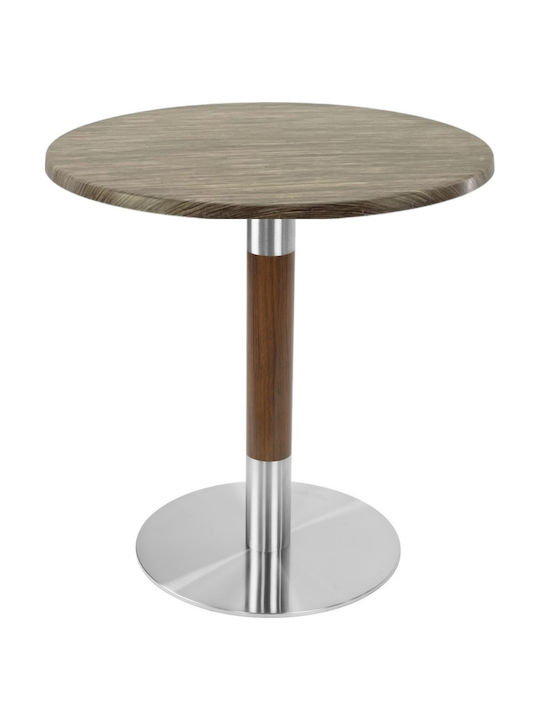 Masă Bar Pentru Spații Mici Exterioare Din Lemn Cu Ramă Metalică Argintie 60x60x74 cm