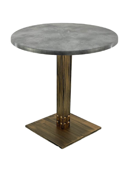 Masă Bar Pentru Spații Mici Exterioare Din Lemn Cu Ramă Metalică Vintage Bronz 70x70x74cm