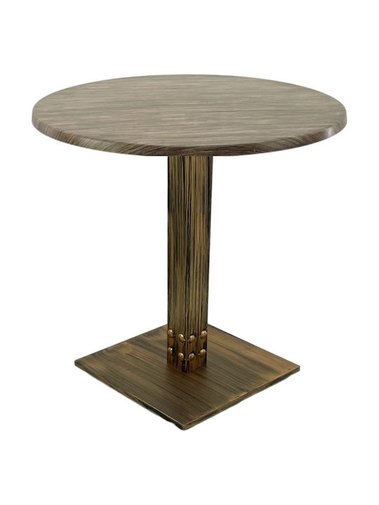 Masă Bar Pentru Spații Mici Exterioare Din Lemn Cu Ramă Metalică Stil Vintage Bronz Antichizat 70x70x74cm