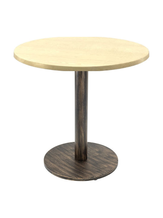 Masă Bar Pentru Spații Mici Exterioare Din Lemn Cu Ramă Metalică Vintage Bronz 70x70x74cm