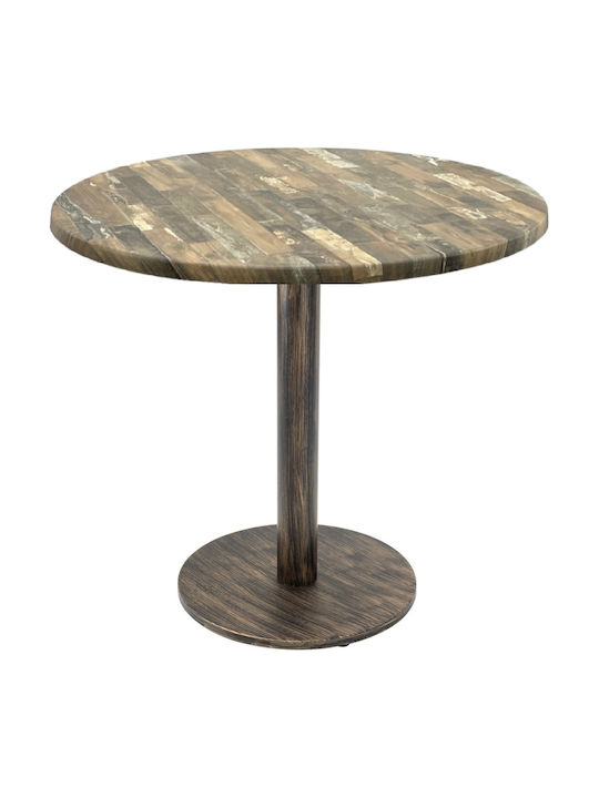 Masă Bar pentru Spații Mici Exterioare Din Lemn cu Ramă Metalică Bronz 80x80x74cm