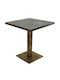 Masă Bar pentru Spații Mici Exterioare Din Lemn cu Ramă Metalică Bronz 80x80x74 cm