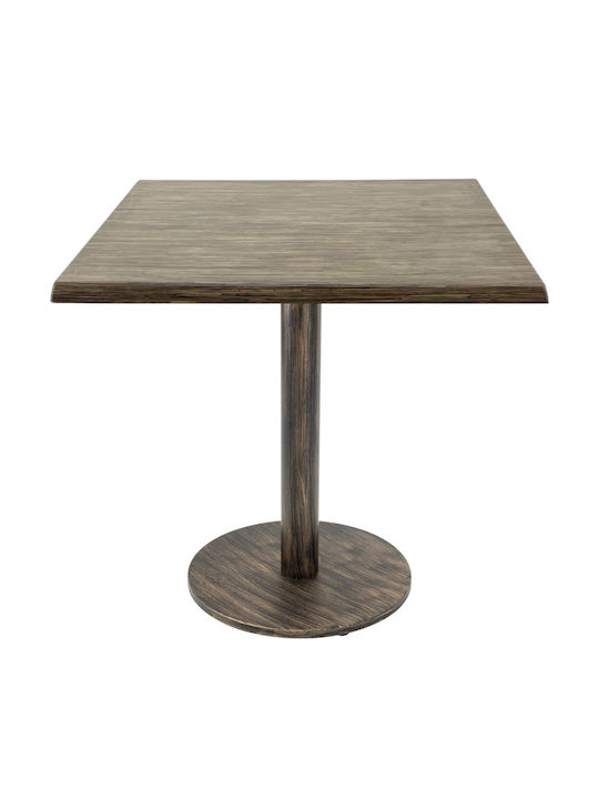Masă Bar Pentru Spații Mici Exterioare Din Lemn Cu Ramă Metalică Vintage Bronz 80x80x74cm