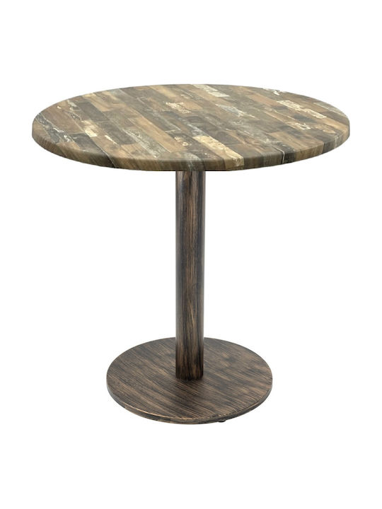 Masă Bar pentru Spații Mici Exterioare Din Lemn cu Ramă Metalică Vintage Antic Bronz 70x70x74 cm