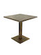 Masă Bar Pentru Spații Mici Exterioare Din Lemn Cu Ramă Metalică Vintage Bronz 80x80x74cm
