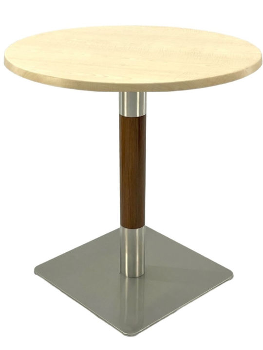 Masă Bar Pentru Spații Mici Exterioare Pliabilă Din Lemn Cu Ramă Metalică Argintie Aspect Lemn 60x60x74cm