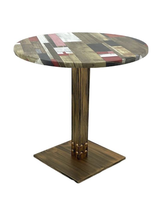 Masă Bar Pentru Spații Mici Exterioare Pliabilă Din Lemn Cu Ramă Metalică Bronz 70x70x74cm