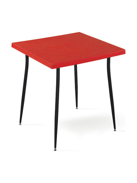Carmen Pătrat Masă cu Suprafață de Polipropilenă Red/black 80x80x75buc