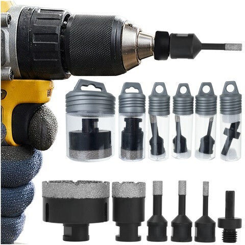 Set 5 Adaptoare Pentru Carote Diamantate Zola Dimensiuni Diferite 6 8 10 35 68 Mm M14 Oțel Mangan Mangan 13.000 Rpm Materiale Negre Dure