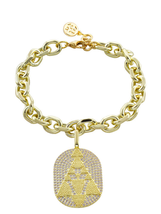 Oxette Women's Bracelet Chain made of Steel Gold Plated with Zircon