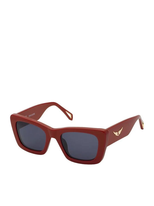Zadig & Voltaire Women's Sunglasses with Red Plastic Frame and Red Lens