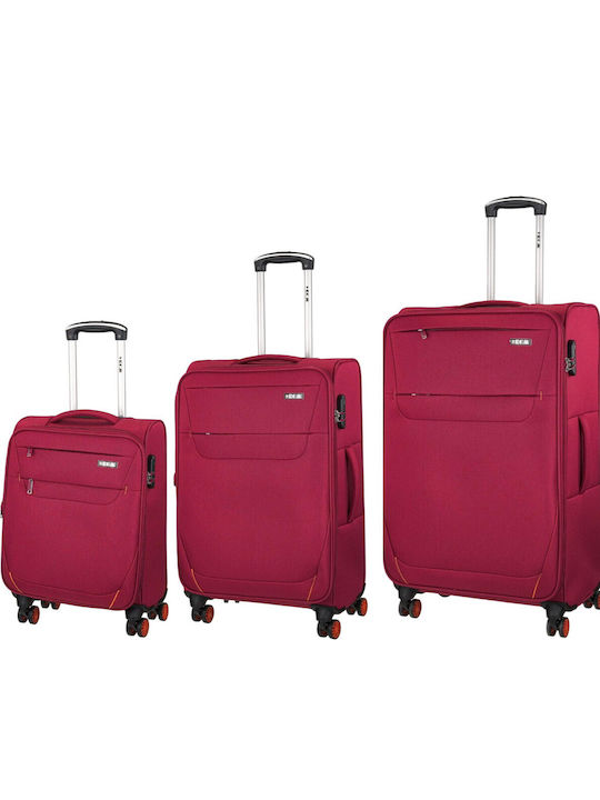 RCM Stoff Koffer Rot mit 4 Räder Set 3 Stück