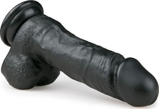 APH Realistic Dildo With Scrotum And Suction Cup Black 17.1cm