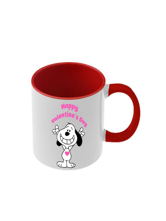 Snoopy Tasse Rote Griff Innenseite