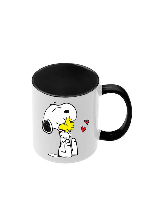 Snoopy Schwarze Tasse Mit Griff Innen