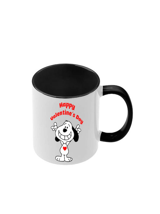 Snoopy Schwarze Tasse Mit Griff Innen