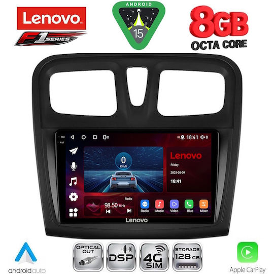 Lenovo Car Audio System for Dacia Logan / Sandero 2012-2019 (Bluetooth/USB/WiFi/GPS/Apple-Carplay/Android-Auto) with Touch Screen 9"