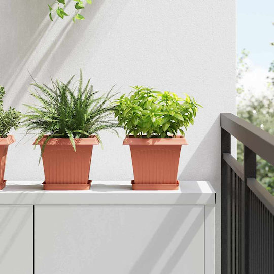 vidaXL Set of 24 Plastic Flower Pots Terracotta 20x16cm