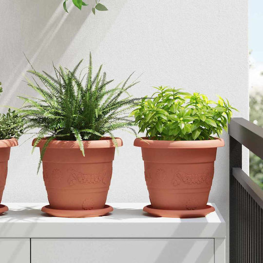 vidaXL Set of 24 Plastic Flower Pots Terracotta 22x18cm