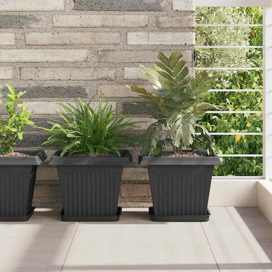 vidaXL Set 6 Kunststoff Pflanzgefäße Schwarz 28,5x22cm