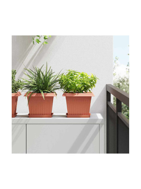 vidaXL Комплект 6 Саксии Пластмасови Light Terracotta