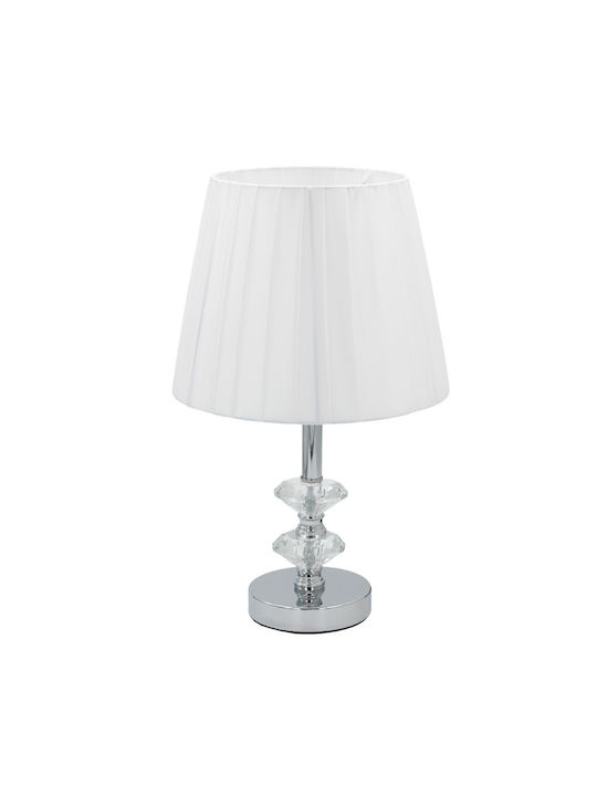 Keskor Metal Table Lamp for Socket E27 with White Shade and Silver Base