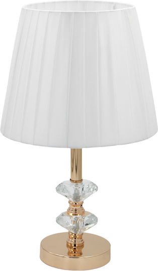 Keskor Metal Table Lamp for Socket E27 LED with White Shade and Gold Base