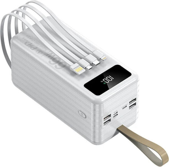 GP860 Power Bank 60000mAh 22.5W cu 4 Porturi USB-A și Port USB-C Alb